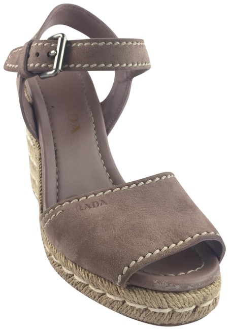Prada Dusty Purple Suede Woven Wedges