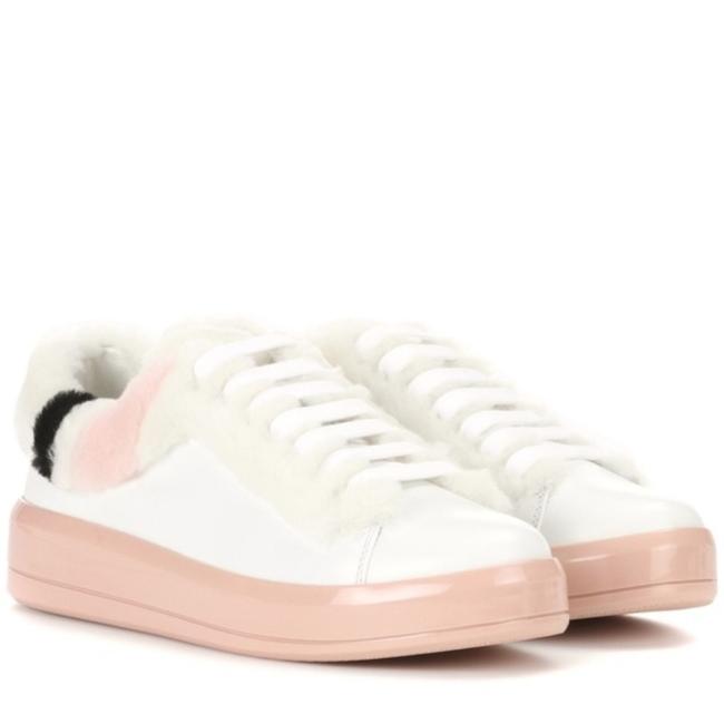 Prada Fur Detailed Soft Leather Sneakers