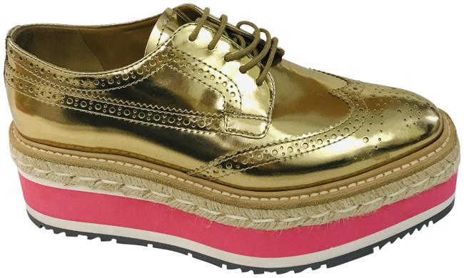 Prada Gold Lace up Brogues Platforms