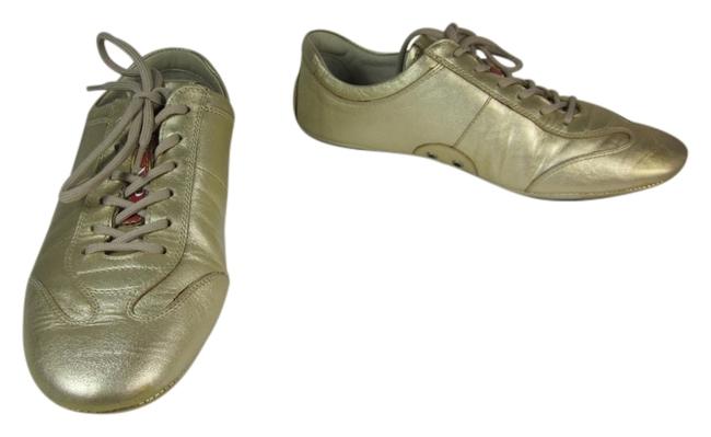 Prada Gold Lace Up Sneakers