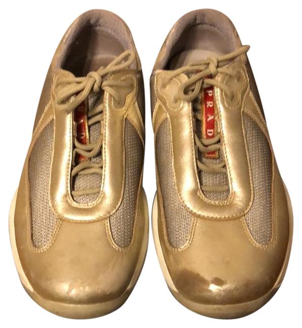 Prada Gold Metallic American Cup Sneakers