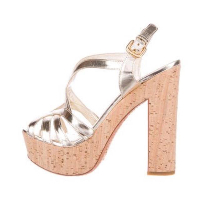 Prada Gold Metallic Sandals Platforms