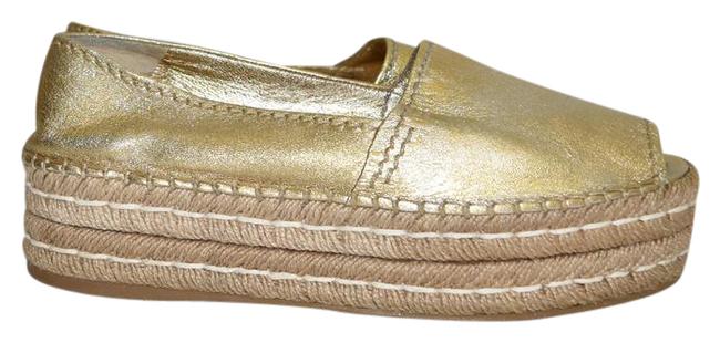Prada Gold Open toe Espadrille Platforms