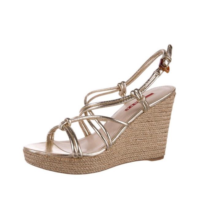 Prada Gold Sport Wedges