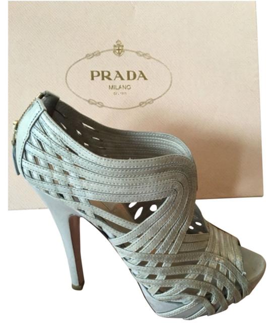 Prada GrayLight Blue Vitello Platforms
