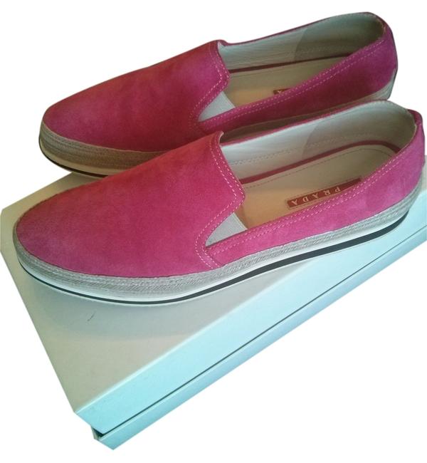 Prada Hot Pink Suede Slip On Sneakers