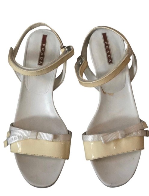 Prada Light Yellow and White 24277574 Wedges