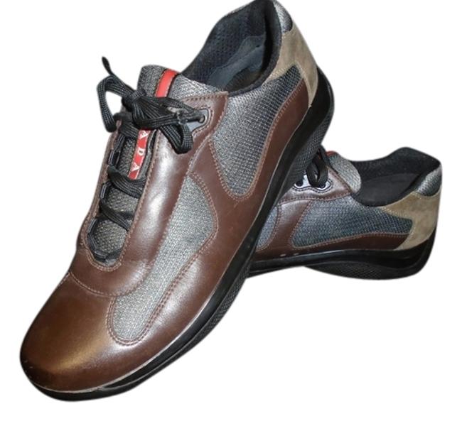 Prada Mens Brown Leather Sneakers