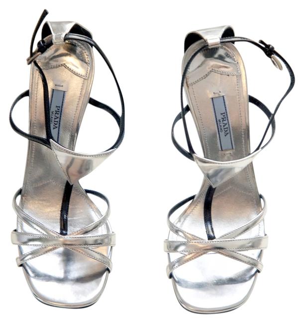 Prada Metallic Silver Wedges