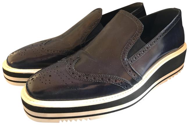 Prada Navy and White Slip On Oxford Sneakers