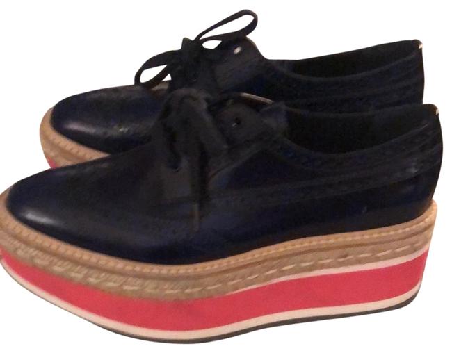 Prada Navy Blue Derby Oxfords Wedges