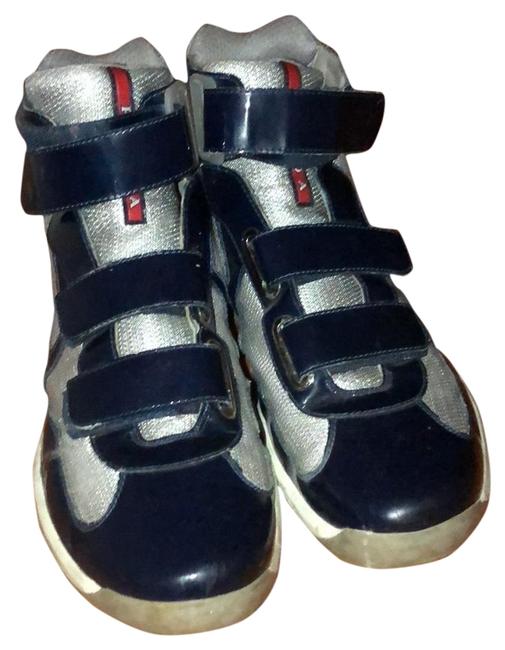 Prada Navy High Top Sneakers