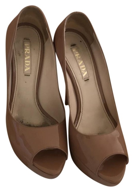 Prada Nude Pump Heels Platforms