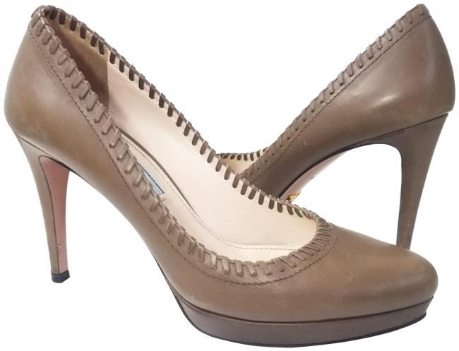 Prada Olive Tan Natural Leather Platforms