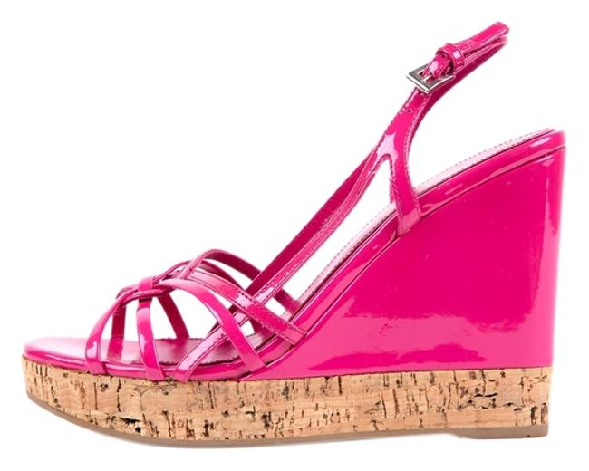 Prada PinkCork Strappy Sandal Wedges
