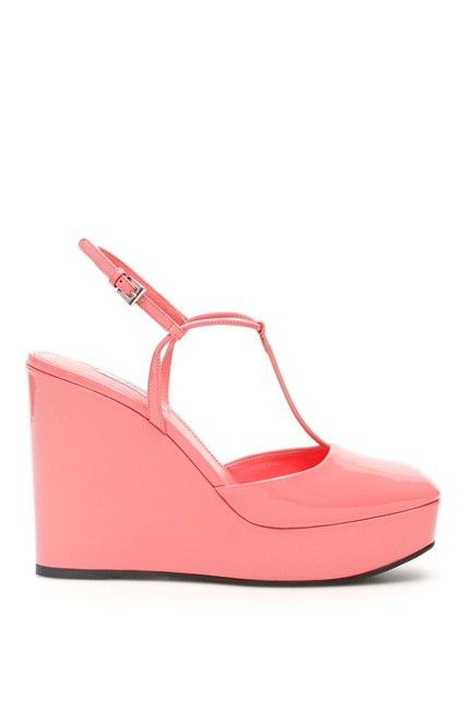 Prada Pink Cr Patent 8 Wedges