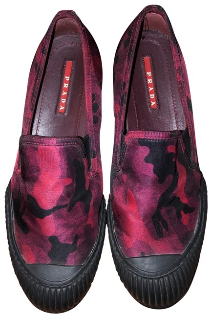 Prada Red Camo Slip on Sneakers