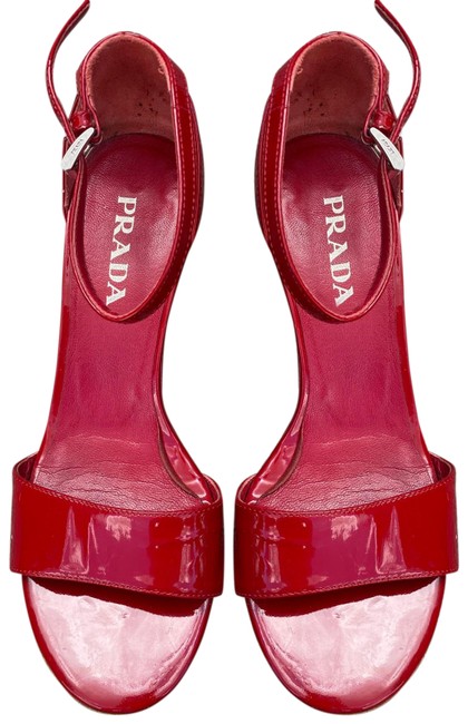 Prada Red Patent Sandals Wedges