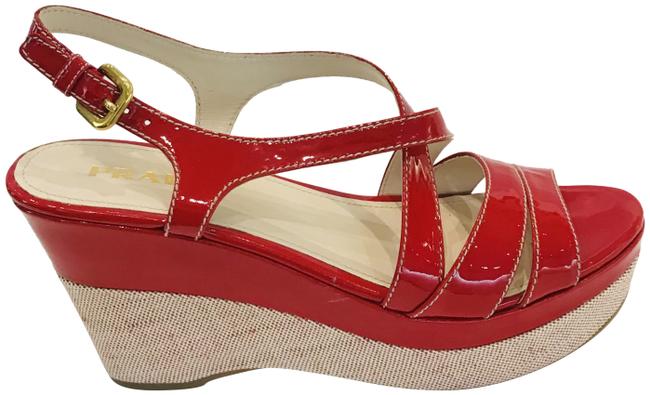 Prada Red Patent Wedges