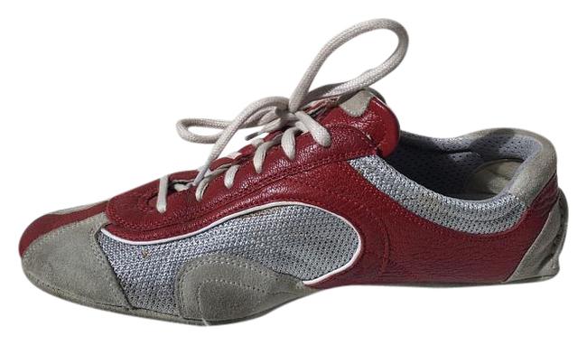 Prada Red Silver Sport Leather Sneakers
