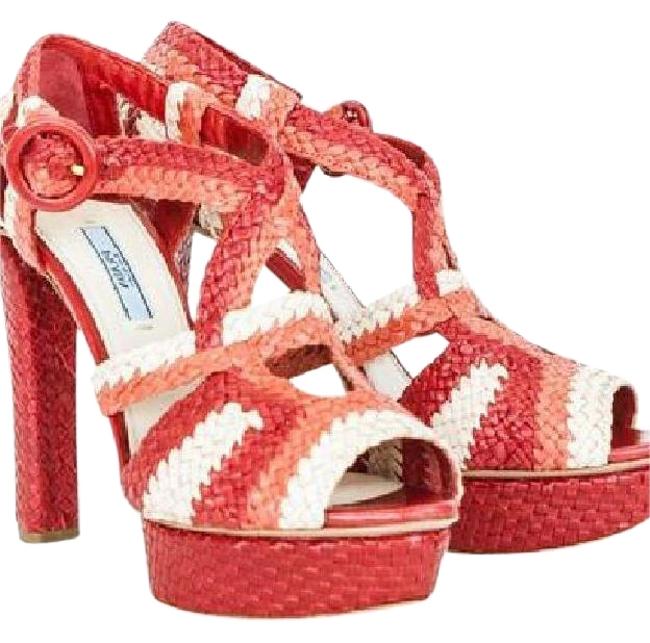 Prada Red Tricolor Leather Platforms