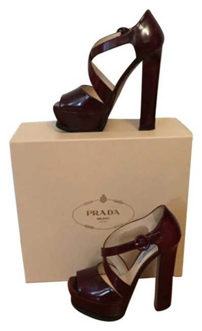 Prada Rich Deep RedBurgandy Calzature Donna Platforms