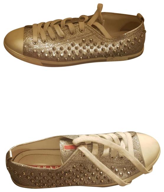 Prada Silver Spiked Tennis Sneakers