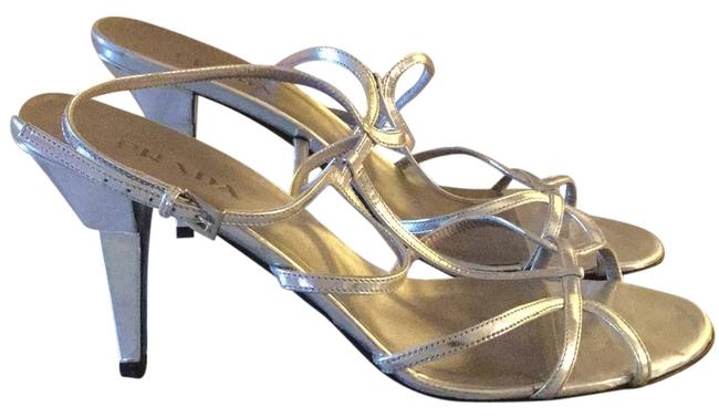 Prada Silver Strappy Sandals Formal Shoes