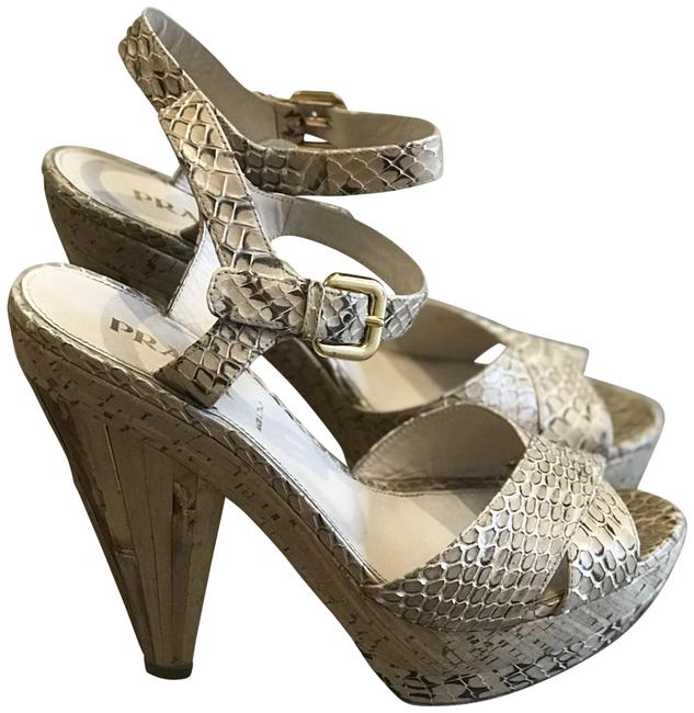 Prada Tan Python Platforms