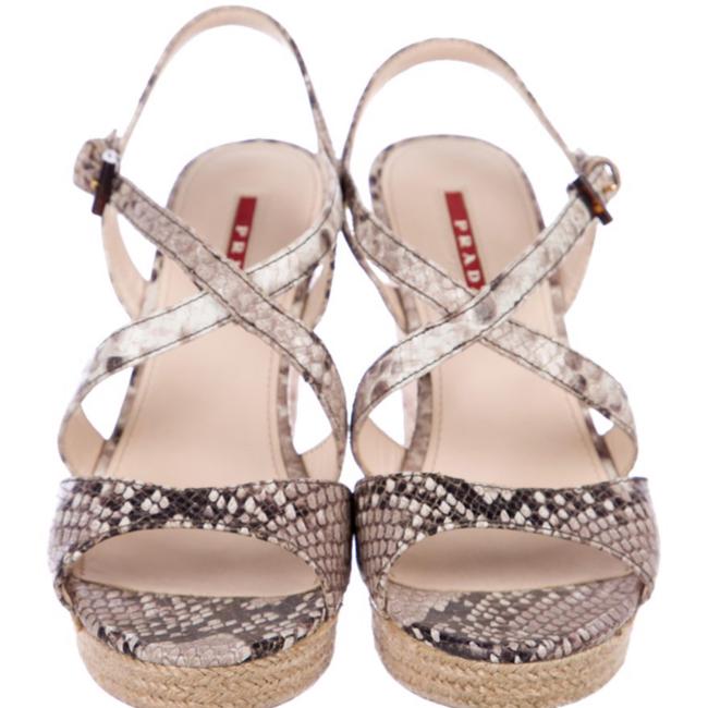 Prada Tan Python Wedges