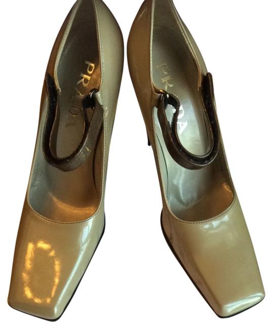Prada Taupe Mary Jane Formal Shoes