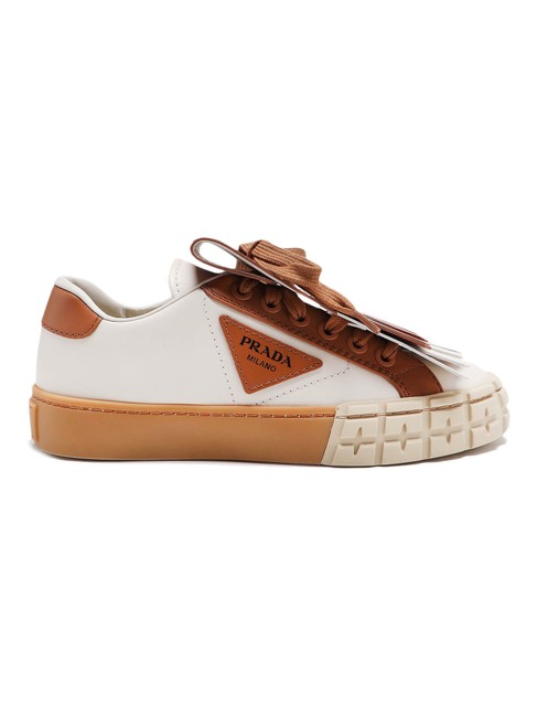 Prada White Brown Spk 10 Sneakers