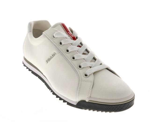 Prada White Mens Gabardine Sneakers