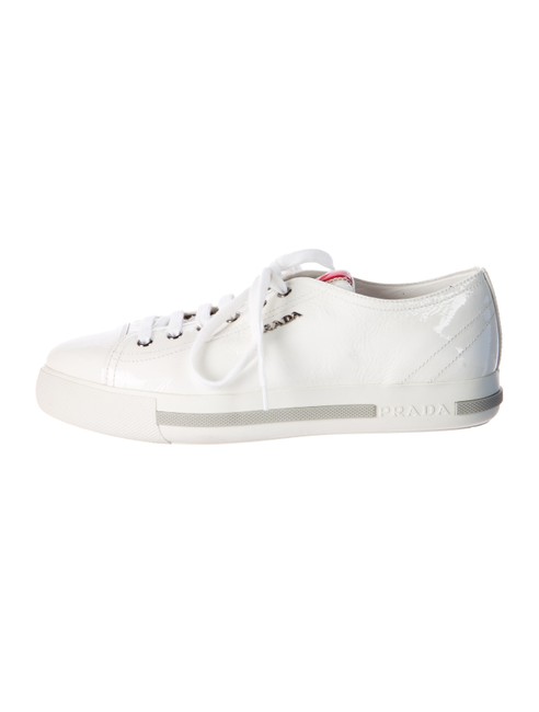 Prada White Patent Leather Sport Low top Sneakers