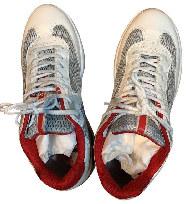 Prada White with Red Accents Sport Sneakers