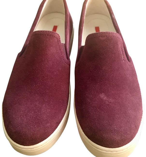Prada Wine RedMaroon Suede Slip Sneakers
