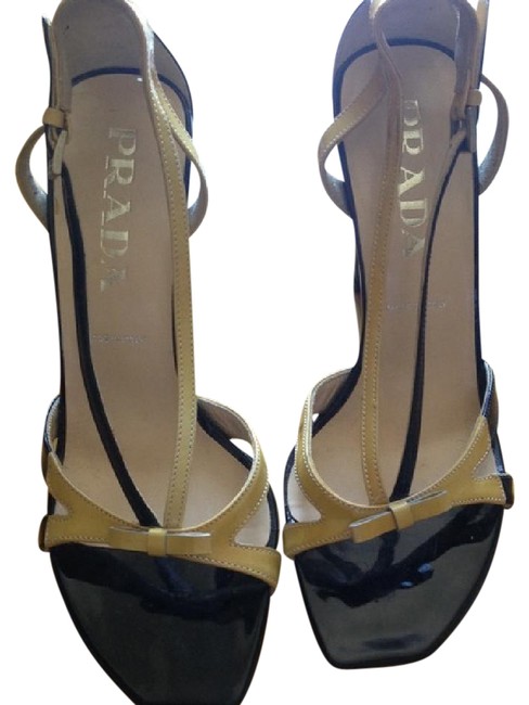 Prada YellowBlack Vintage Heels Wedges
