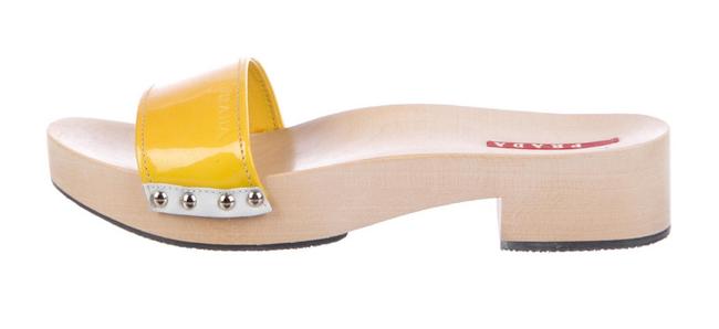Prada Yellow Patent Leather Sandals 8 12 Platforms