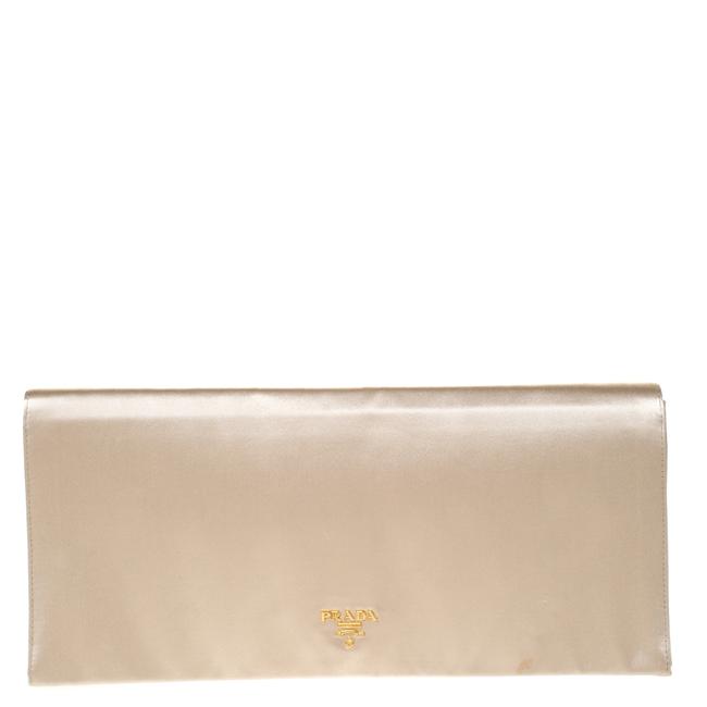 Prada Beige Clutch Satin Oversize Wallet