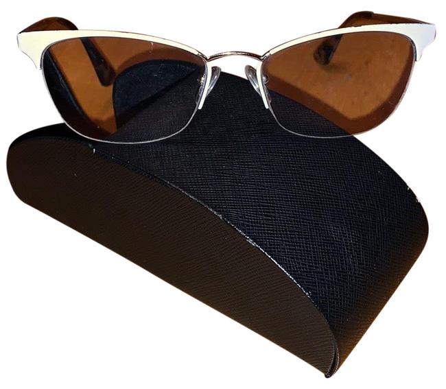 Prada Beige Eyewear Frame Women Semi Rimless Sunglasses