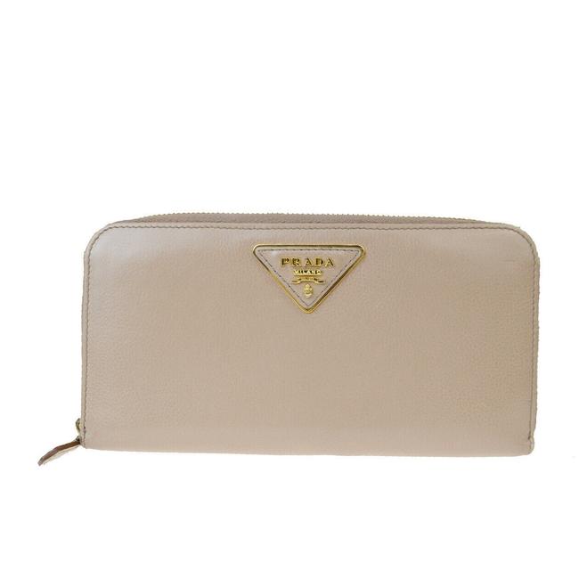 Prada Beige Long Leather Bi fold Wallet