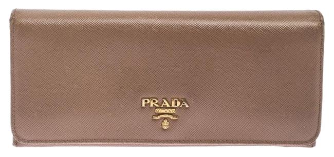 Prada Beige Saffiano Leather Continental Flap Wallet
