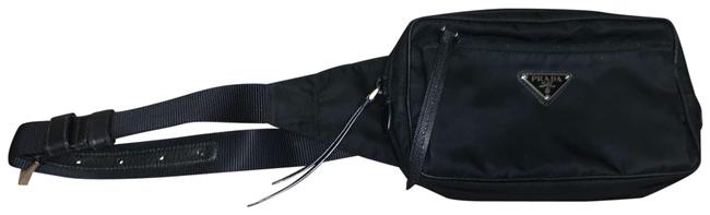 Prada Belt And Leather Black Nylon Messenger Bag