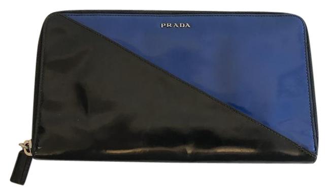 Prada BlackBlue Zippy Two tone Wallet