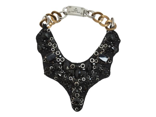 Prada Black Beaded Bib Necklace