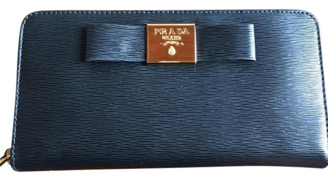 Prada Black Bow Detail Zip Around Wallet