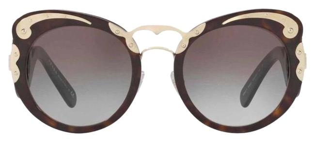 Prada Black Dark Havana Gold Minimal Baroque Butterfly Sunglasses
