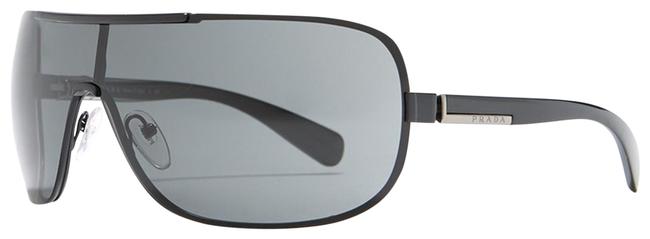 Prada Black Gunmetal 54o Pr54os Shield Visor Unisex Oversized Sunglasses