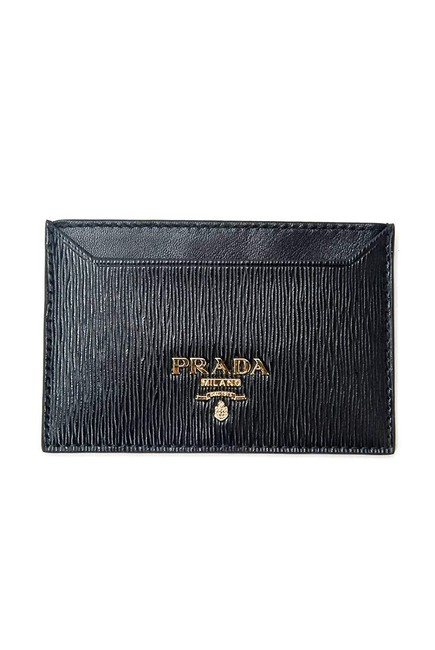 Prada Black Leather Box Credit Card Holder With Wallet