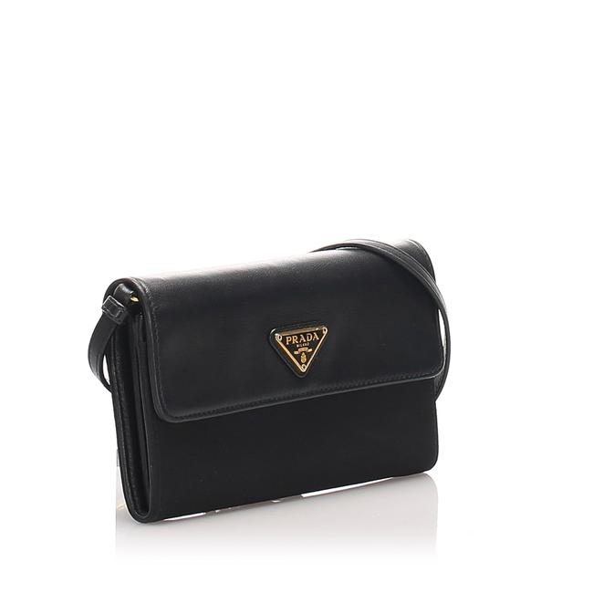 Prada Black Leather On Strap Wallet